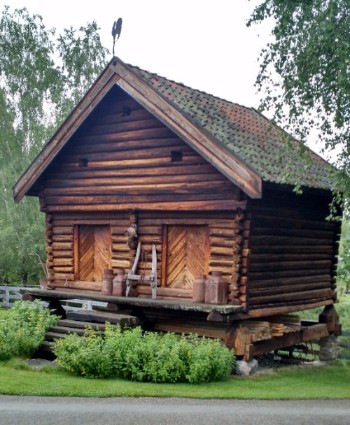 Historic log-hewn Stabbur